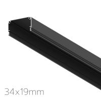 Профиль встраиваемый в натяжные потолки LINER BLACK под светодиодную ленту, 2000x34x19мм