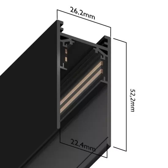 Трековая система универсальная MAGNETIC S20 48V 4TRA BLACK 3000x26x52mm