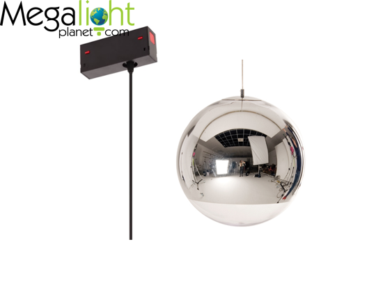 Люстра подвесная Е27 на трек MAGNETIC S25 дизайн Mirror Ball Silver D200mm