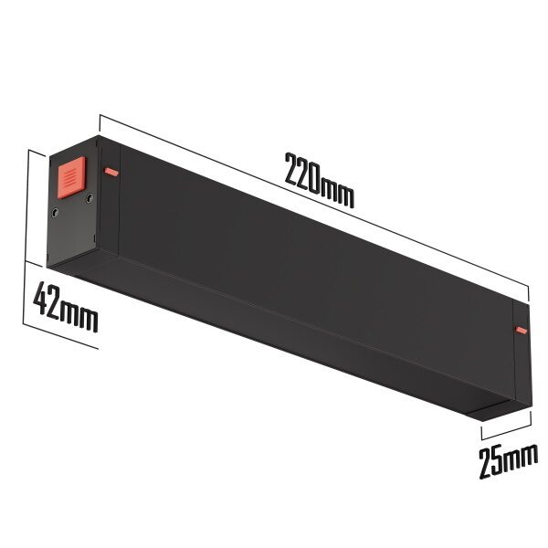 Магнитное крепление для трековой системы S25 220V 2x контактный Black  220х40х25mm EAC19329