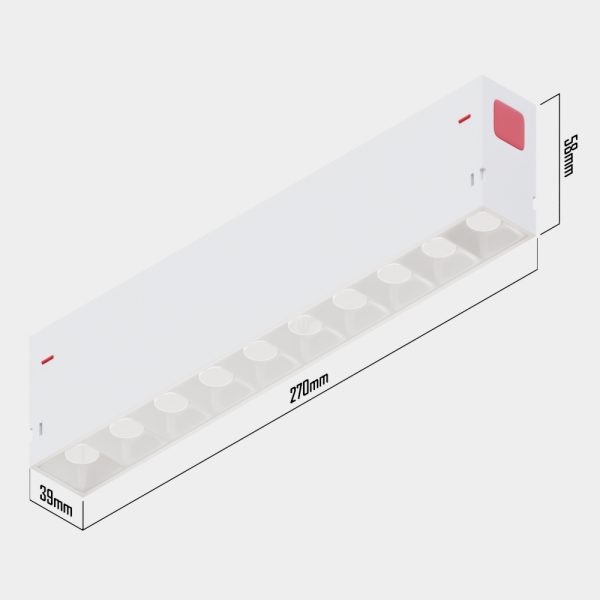 Светильник LINER S39 SMART DIM 20W 10х2W OSRAM 36° CRI90 TRIX 3000-6000К | White L270x34x58mm 220V