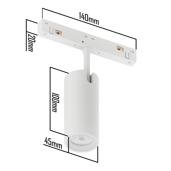 Светильник SPOT MAGNETIC S20 48V 15W 24° CRI90 OSRAM 3000-6000K TRIX | Белый корпус D45х100mm