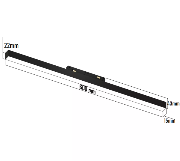 Светильник LINER MAGNETIC S15 48V 20W 120° 4000K CRI90 OSRAM | Черный корпус L600mm