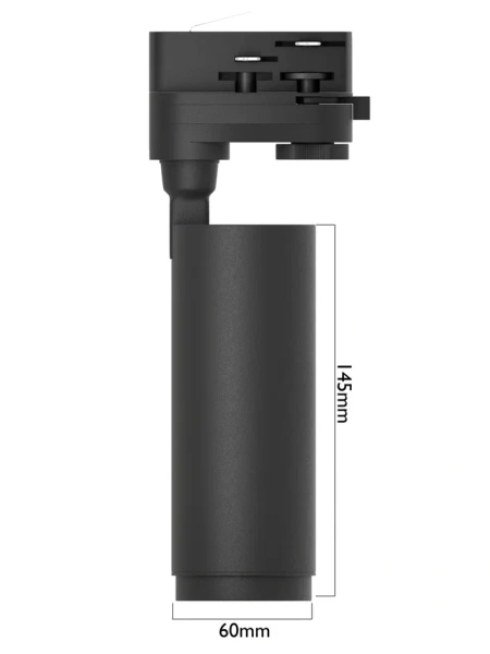 Трековый светильник CITY ZOOM NEW 20W 3000/4000/6000К 10°- 60° 4TRA 60х145mm | Черный корпус