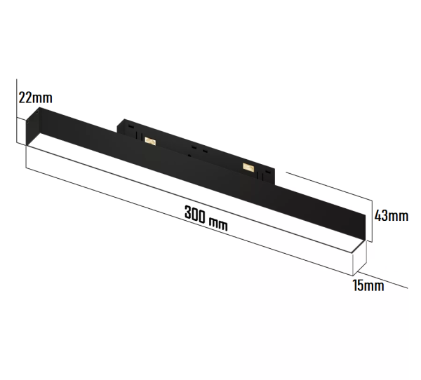 Светильник LINER MAGNETIC S15 48V 10W 120° 3000-6000K TRIX CRI90 OSRAM | Черный корпус L300mm