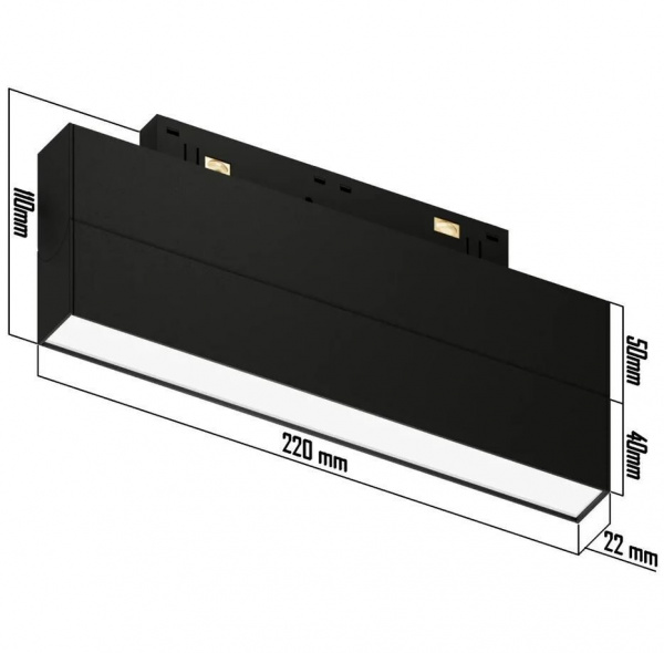 Светильник SPOT BLACK BOOK MAGNETIC S20 48V 16W 110° CRI90 OSRAM 4000K | Черный корпус L220хH110mm