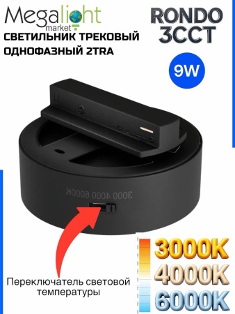 Светильник накладной RONDO 9W D93x30mm 3000К/4000K/6000К Black