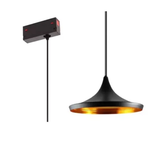 Люстра подвесная Е27 на трек MAGNETIC S25 дизайн TomDixon Black/Gold D380mm