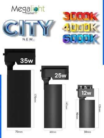Светильник CITY NEW 25W 3ССТ 3000/4000/6000К CRI85 36° Черный 2TRA однофазный 220V 60x145mm
