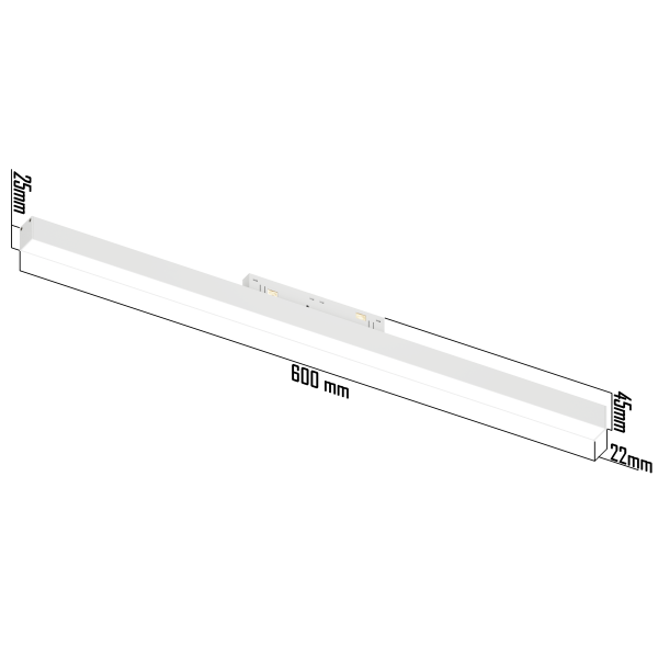 Светильник LINER MAGNETIC S20 48V 20W 120° 3000-6000K TRIX CRI90 OSRAM | Белый корпус L600mm