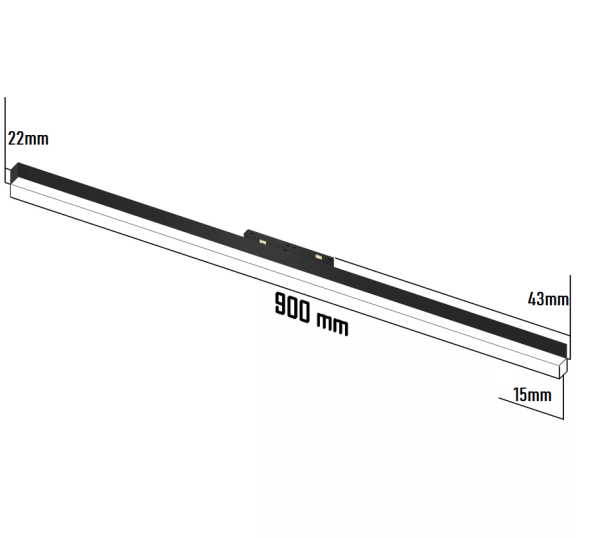 Светильник LINER MAGNETIC S15 48V 30W 120° 3000K CRI90 OSRAM | Черный корпус L900mm