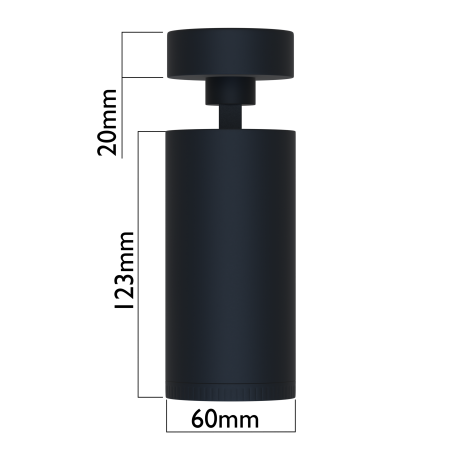 Накладной светодиодный светильник CITY ZOOM 20W 4000K CRI85 Угол света 10°- 60° BLACK Ø60x123mm