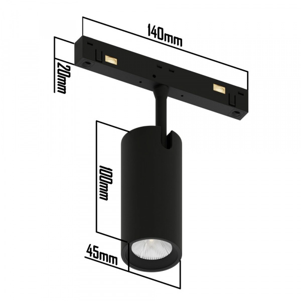 Светильник SPOT MAGNETIC S20 48V 15W 24° CRI90 OSRAM 3000-6000K TRIX | Черный корпус D45х100mm