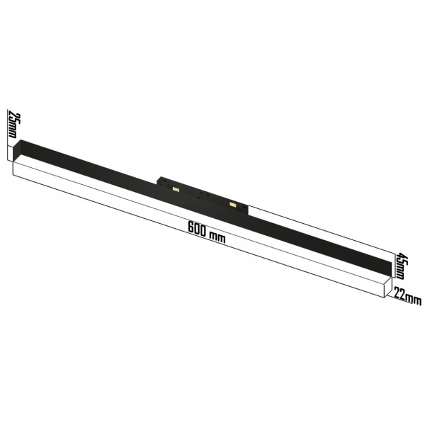 Светильник LINER MAGNETIC S20 48V 20W 120° 3000-6000K TRIX CRI90 OSRAM | Черный корпус L600mm