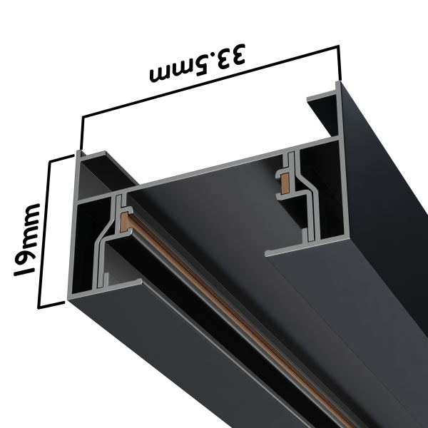 Трековая система серии CITY 2TRA | BLACK 2000x34x19mm | 220V