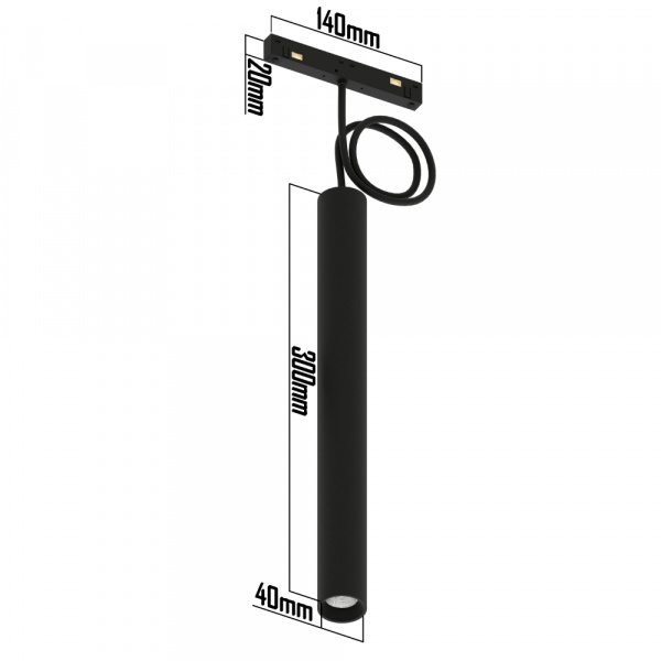 Светильник SPOT MAGNETIC S15 48V 12W 24° CRI90 OSRAM 4000K | Черный корпус D30х300mm