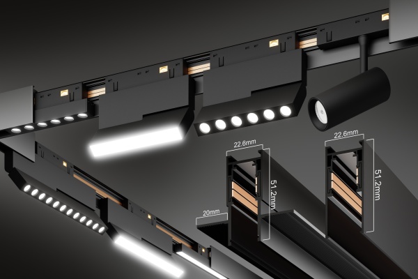 Светильник LINER MAGNETIC S15 Угловой 48V 14.4W 120° 3000K CRI90 OSRAM | Черный корпус L305х305mm