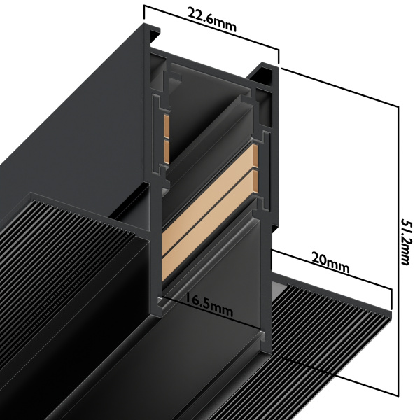 Трековая система встраиваемая MAGNETIC S15 48V 4TRA BLACK 3000x60x52mm