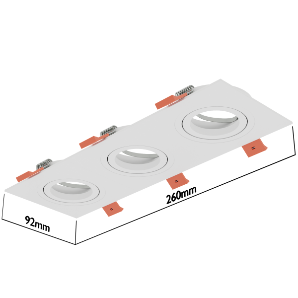 Светильник встраиваемый CITY DL X3 MR16 ALU WHITE | 257х92(75)x25mm