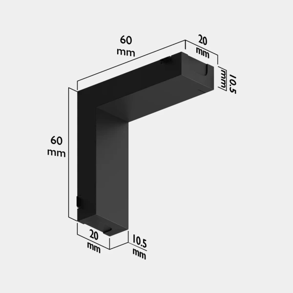 Угловой соединитель потолок-стена для шинопровода S25 2TRA | Black 60х60х10.5mm