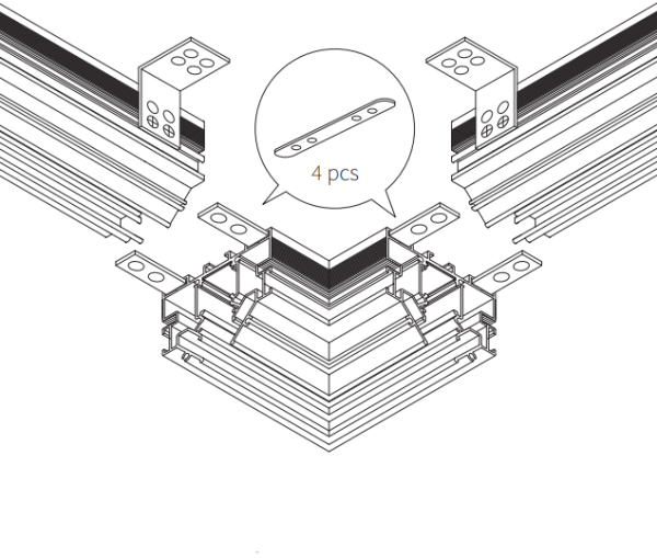 Угловой соединитель для трековой системы для натяжных потолков S10 Black