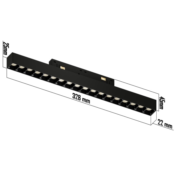 Светильник LINER BLACK MASK MAGNETIC S20 48V 18W 36° 3000/4000/6000K CRI90 OSRAM | Белый L327mm