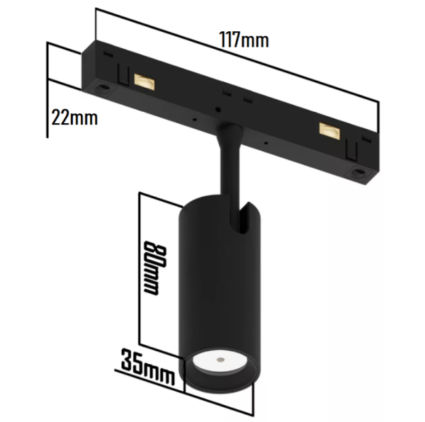 Светильник SPOT MAGNETIC S15 48V 10W 24° CRI90 OSRAM 3000-6000K TRIX | Черный корпус D35х80mm