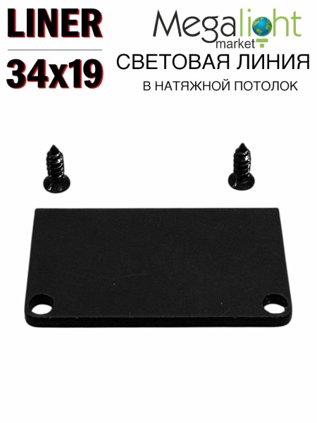 Торцевая заглушка профиля световая линия LINER BLACK 34x19мм
