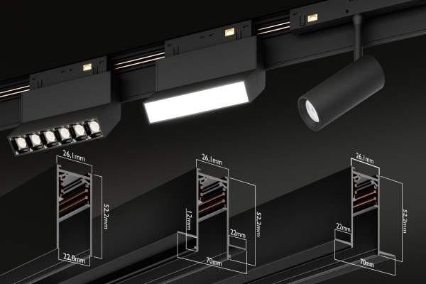 Светильник LINER MAGNETIC S15 48V 20W 120° 4000K CRI90 OSRAM | Черный корпус L600mm